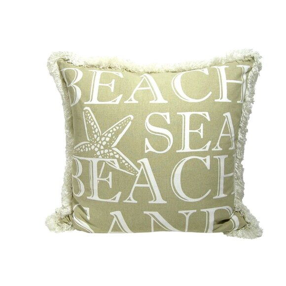 Beach House Coastal Pillow Down Filled, NOS, 20" x 20" - Picture 1 of 2